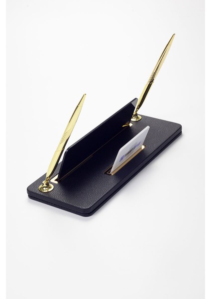 Iki Kalemli Deri Masa Isimliği Siyah Gold Detaylı indirimleri