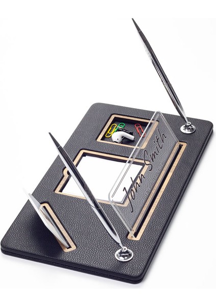 Organizer Iki Kalemli Deri Masa Isimliği Siyah Gold Detaylı fırsatları