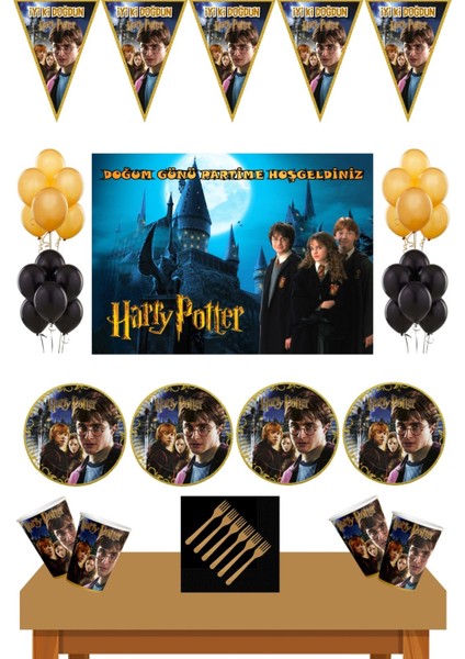 Harry Potter Parti Süsleri 16 Kişilik 50X70 cm Afişli Harry Potter Doğum Günü Seti