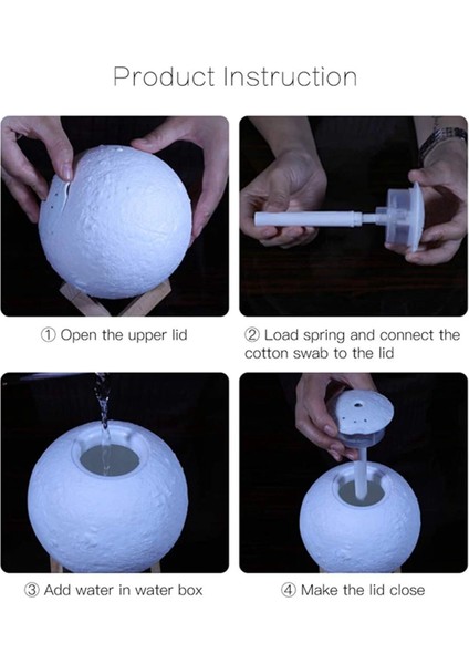 3D Ay Işığı Standlı Dekoratif Lamba 880ML Oda Hava Nemlendirici Buhar Makinesi Koku Giderici indirimleri