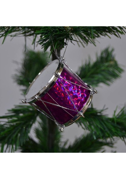 Yılbaşı Ağac Süsü Simli Davul 12'li