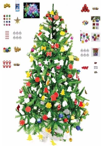 Yılbaşı Seti 120 cm Çam Ağaçı 41 Ad Süsleri Midi Paket