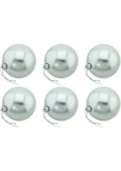 Gümüş Parlak Cici Top Yılbaşı Ağacı Süsü 6 cm 6lı