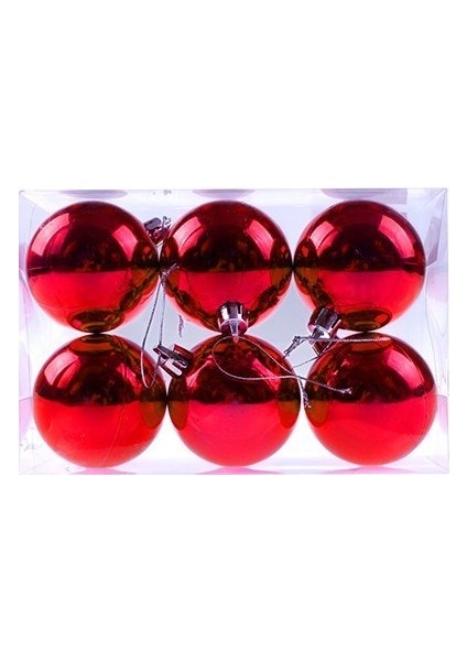 Yılbaşı Kırmızı Top Ağaç Süsü 6cm 6'lı