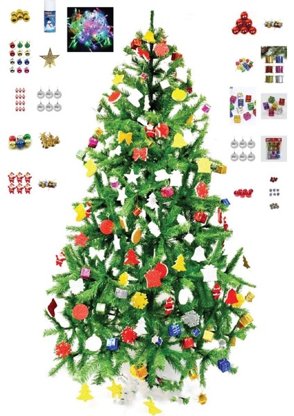 Yılbaşı Seti 90 cm Çam Ağaçı 41 Ad Süsleri Midi Paket