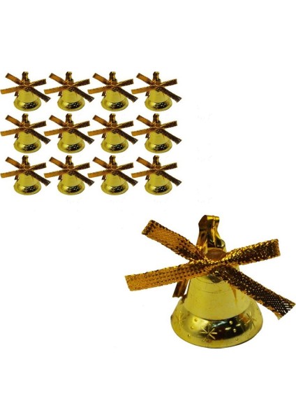 12LI Çan Yılbaşı Ağacı Süsü Gold