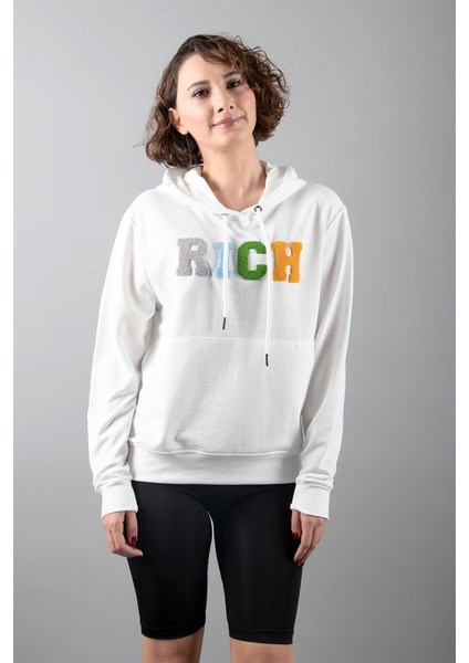 Rıch Ekru 2 Iplik Kapüşonlu Sweatshirt