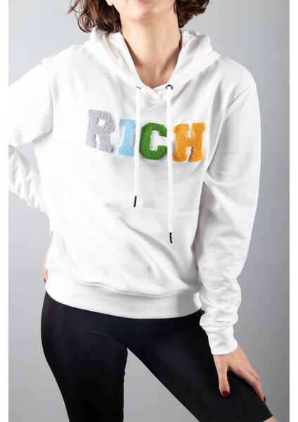 Rıch Ekru 2 Iplik Kapüşonlu Sweatshirt