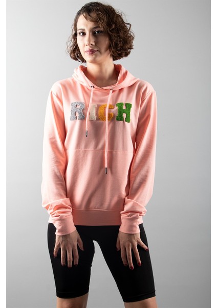 Pembe 2 Iplik Kapüşonlu Sweatshirt