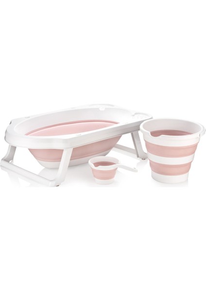 Babyjem Katlanır Banyo 3'lü Set Pembe