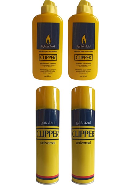Çakmak Gazı (250ML) 2'li ve Clipper Benzin 80 ml Plastik Şişe 2'li