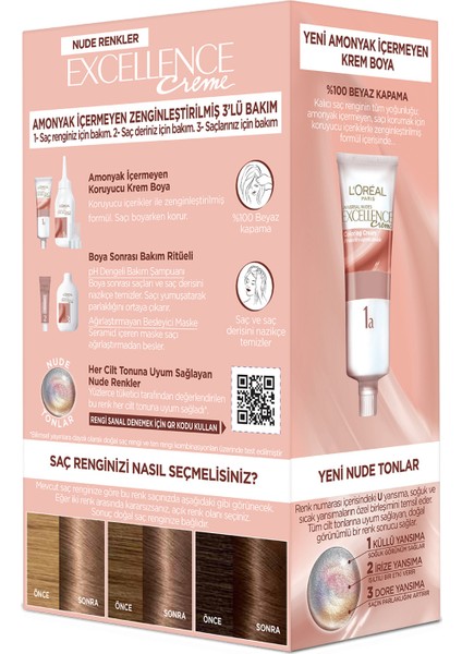 L’oréal Paris Excellence Creme Nude Renkler Saç Boyası – 4u Nude Kahve