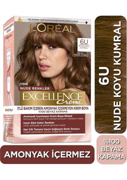 LOREAL PARİS SAÇ BOYASI & EXCELLENCE NUDE RENKLER COLORS NO : 6U NUDE KOYU KUMRAL