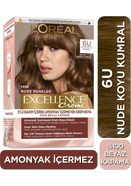 LOREAL PARİS SAÇ BOYASI & EXCELLENCE NUDE RENKLER COLORS NO : 6U NUDE KOYU KUMRAL