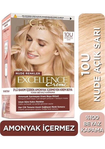 Excellence Creme Nude Renkler Saç Boyası – 10U Nude Açık Sarı