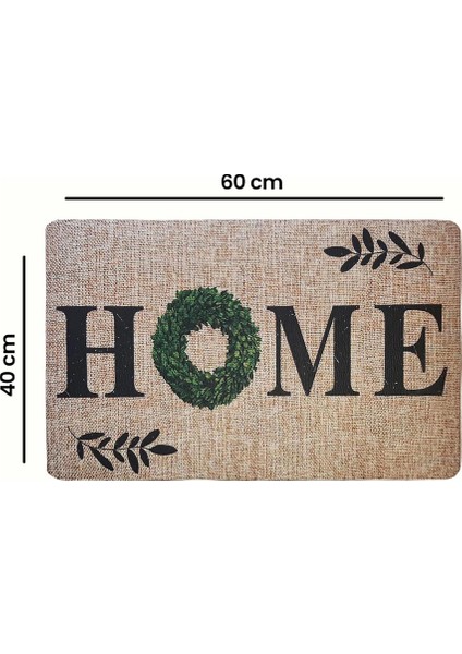 Giz Home Peppina Yaprak Home Desenli Kapı Önü Paspası - 40x60 cm