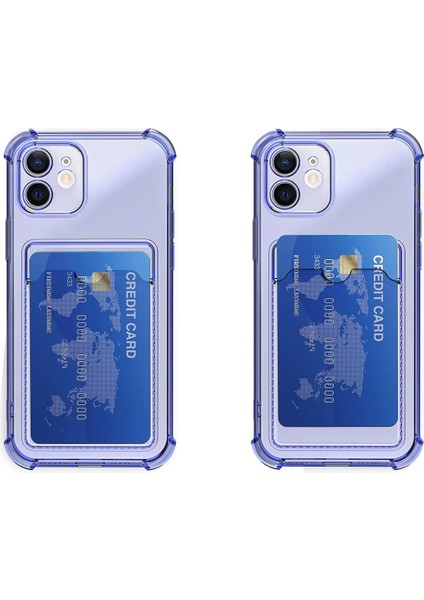 Coverzone IPhone 13 Pro Max Ile Uyumlu Transparent Pulisic Kartlıklı Antişok Kılıf Lila