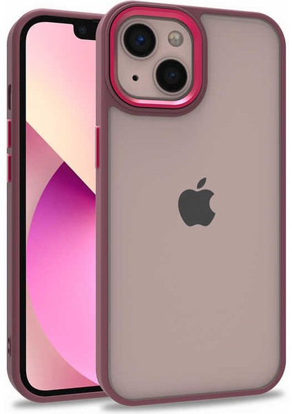 iPhone 13 ile Uyumlu Kılıf Kontrast Renk Tasarımlı Cynosure Kapak Kırmızı