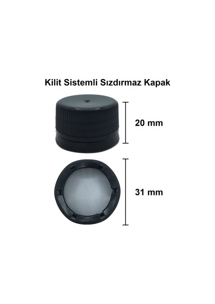 31 Pp / 31 mm Kilitli Siyah Sızdırmaz Plastik Kapak 25 Adet