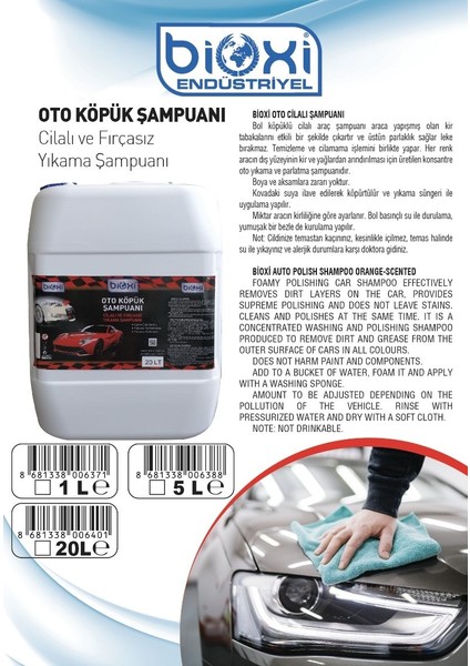 ® Oto Köpük Şampuanı 20 LT - Cilalı ve Fırçasız Yıkama İçin Etkili Araç Şampuanı