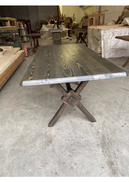 Masif Doğal Ahşap Yıldız Ayaklı Kütük MASA,160X90 Cm, Yemek-Mutfak-Ofis Masası modelleri
