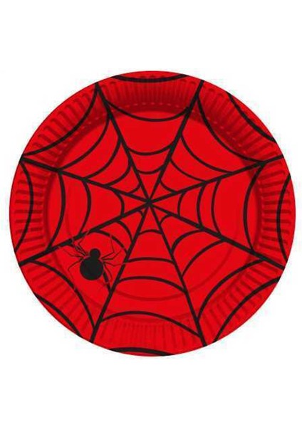 Kırmızı Örümcekli Lisanslı Karton Tabak 8 Adet