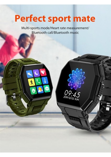 Bluetooth Çağrı Müzik Oynat Heart Hızı Monitörü Akıllı Saatler (Siyah) (Yurt Dışından)