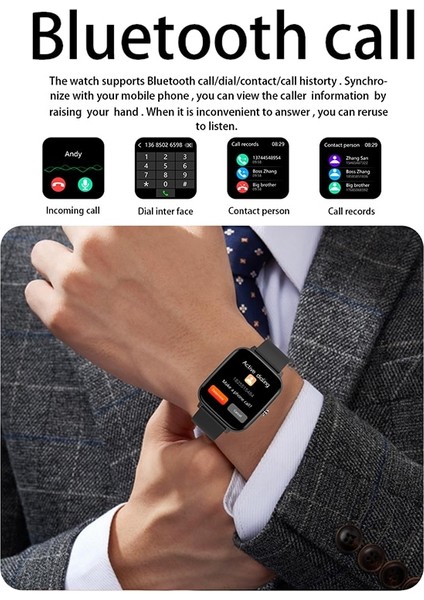 Kalp Hızı Spor Izci Bilezik Izle Bluetooth Çağrı Android Akıllı Saatler (Siyah) (Yurt Dışından)