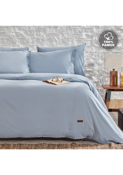Bedding Plain Çift Kişilik Ranforce Yıkamalı Nevresim Takımı - Indigo