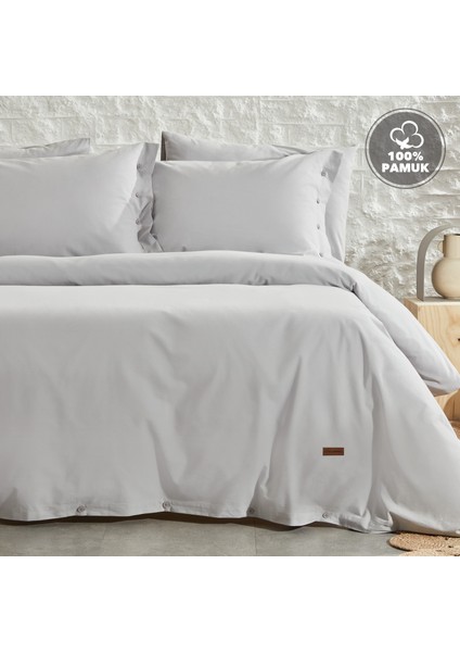 Bedding Plain Çift Kişilik Ranforce Yıkamalı Nevresim Takımı - Gri