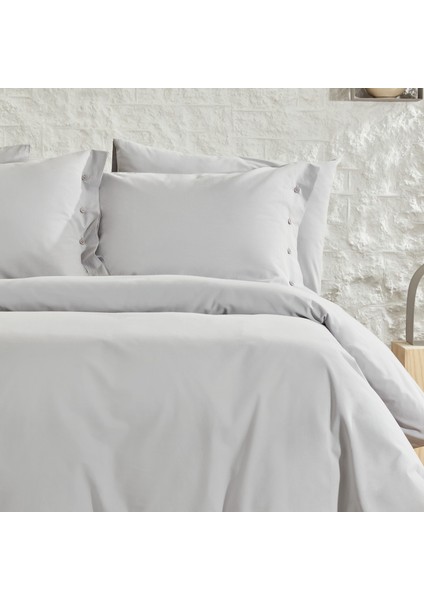 Bedding Plain Çift Kişilik Ranforce Yıkamalı Nevresim Takımı - Gri
