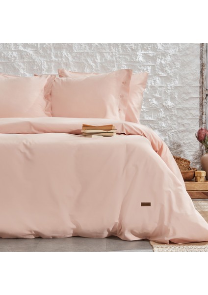 Bedding Plain Çift Kişilik Ranforce Yıkamalı Nevresim Takımı - Blush