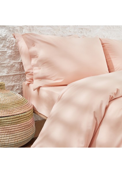 Bedding Plain Çift Kişilik Ranforce Yıkamalı Nevresim Takımı - Blush