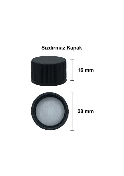 28 Pp / 28 mm Siyah Sızdırmaz Plastik Kapak 25 Adet