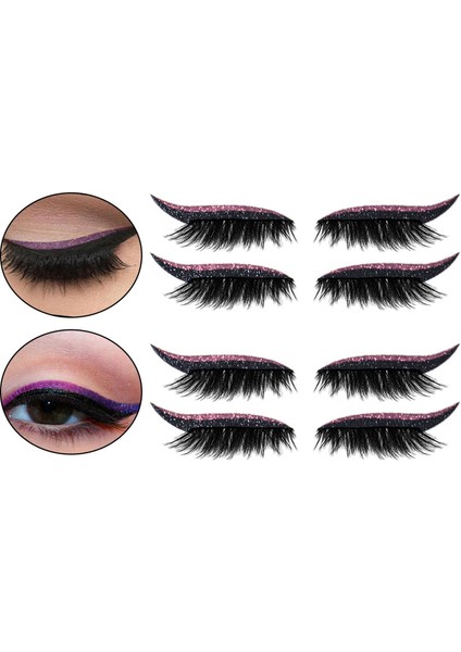 2-In-1eyeliner ve Kirpik Çıkartmaları Görünmez Bant Kendinden Yapışkanlı Pembe (Yurt Dışından)