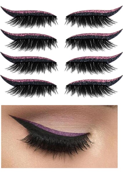 2-In-1eyeliner ve Kirpik Çıkartmaları Görünmez Bant Kendinden Yapışkanlı Pembe (Yurt Dışından)