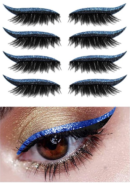 2-In-1eyeliner ve Kirpik Çıkartmaları Görünmez Bant Kendinden Yapışkanlı Mavi (Yurt Dışından)