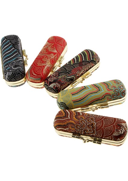 Güzellik Seyahat Işlemeli Brocade Ruj Kılıfı Dudak Balsamı Takı Tutucu Kutusu (Yurt Dışından)