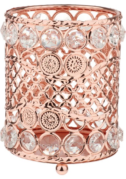 Kristal Makyaj Fırça Takı Depolama Tutucu Kalem Konteyner Kristal Gül Altın (Yurt Dışından)