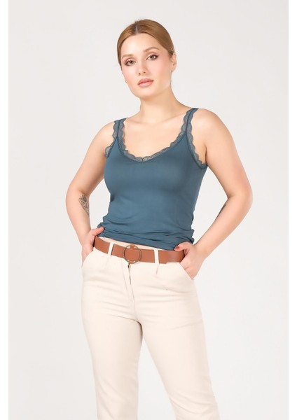 Kadın Dantelli Atlet Petrol Mavi fiyatları