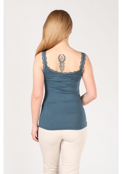 Kadın Dantelli Atlet Petrol Mavi modelleri