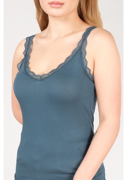 Kadın Dantelli Atlet Petrol Mavi fırsatları