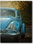 Cakatablo Ahşap Tablo Mavi Volkswagen Tosbağa Flu Arkaplan (25X35 cm Boyut) 1