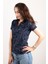 Kadın Polo Yaka Desenli T-Shirt 4