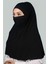 Hazır Türban Peçeli Pratik Eşarp Tesettür Nikaplı Hijab - Namaz Örtüsü Sufle (Xl) - Siyah 2