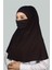 Hazır Türban Peçeli Pratik Eşarp Tesettür Nikaplı Hijab - Namaz Örtüsü Sufle (Xl) - Koyu Kahverengi 4