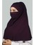 Hazır Türban Peçeli Pratik Eşarp Tesettür Nikaplı Hijab - Namaz Örtüsü Sufle (Xl) - Mürdüm 4