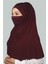 Hazır Türban Peçeli Pratik Eşarp Tesettür Nikaplı Hijab - Namaz Örtüsü Sufle (Xl) - Bordo 4