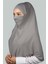 Al-Tobeh Hazır Türban Peçeli Pratik Eşarp Tesettür Nikaplı Hijab - Namaz Örtüsü Sufle (Xl) - Gri 4