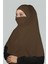 Hazır Türban Peçeli Pratik Eşarp Tesettür Nikaplı Hijab - Namaz Örtüsü Sufle (Xl) - Koyu Vizon 3